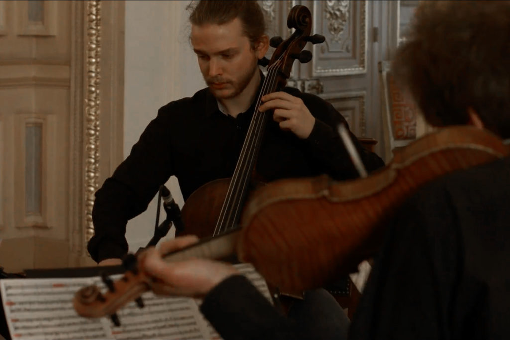 Edouard Catalan violoncelle baroque Baptiste Lopez violon baroque Palais Vivienne Paris Bach Ricercar a 6